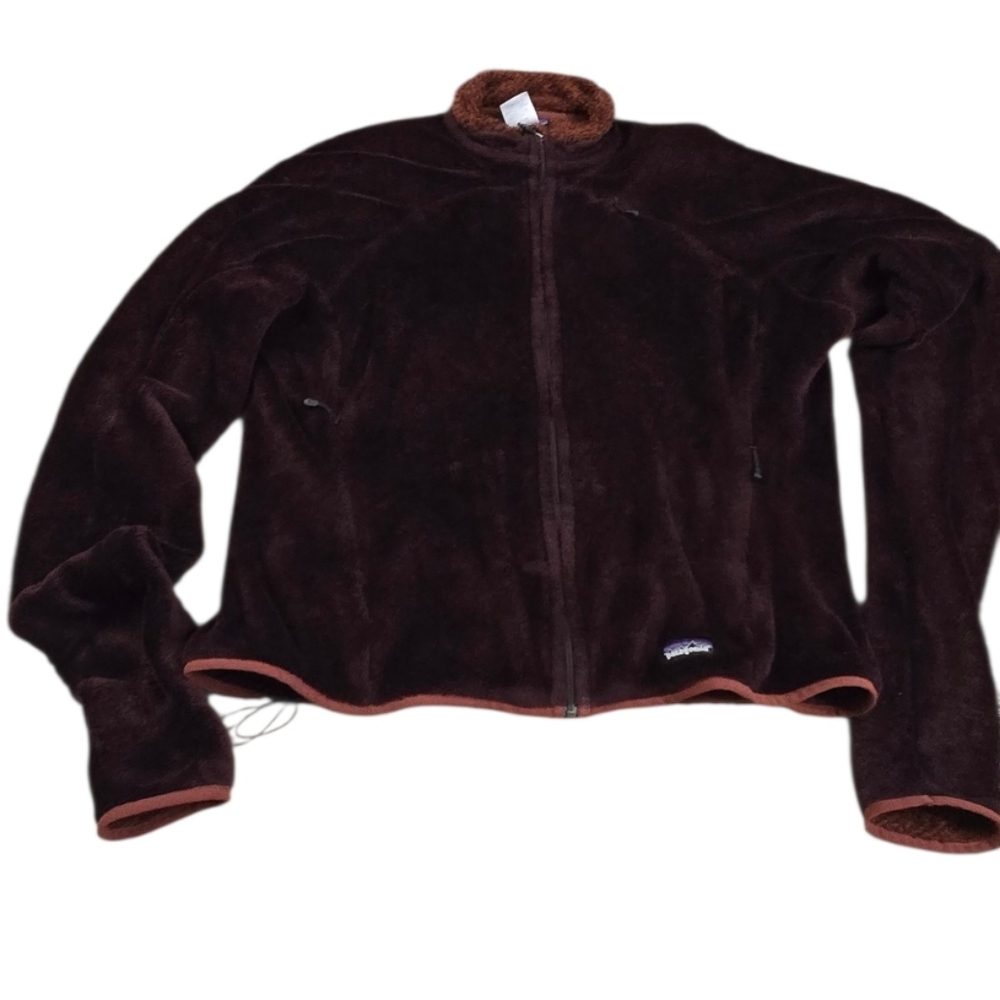Patagonia Women's Burgundy Brown Fleece Jacket i7